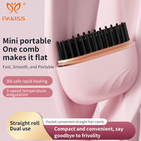 Peigne lisseur sans fil portable PAKISS - Chauffe rapidement, 3 réglages de température, outil de coiffage miniature pour les voyages