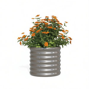 Jardinière en acier gris thermolaqué 15,7 po x 15,7 po x 14,2 po, style rustique, pot à fleurs pour extérieur - Product Image 1