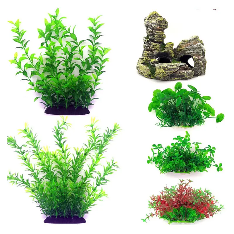 Pecera plantas acuario plantas plástico hidropónico plantas paquete 6 piezas