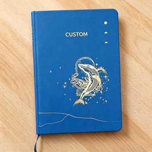 Carnet de notes A5 personnalisable avec logo en feuille d'or, couverture rigide, lignes quadrillées, pour les amoureux de l'océan - Product Image 5