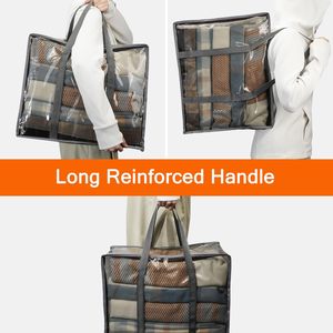 40L Grey Clear Vinyl <b>Storage</b> <b>Bag</b> with Zipper Colorful <b>Clothes</b> Organizer for Living Room Space - Product Image 4