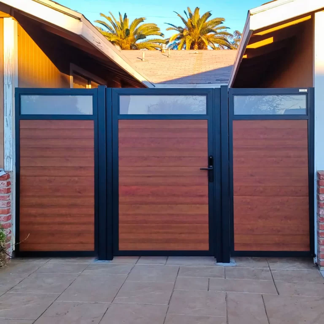 Hot Sale Custom Eco-Friendly Waterproof WPC Sliding Door Gate for Outdoor 3D Modeling Service for Garden Villas and Driveways