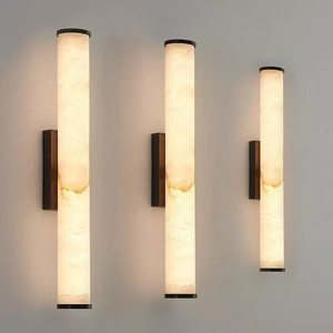 Lampe murale aspect marbre, bande longue, source de lumière LED, base d'ampoule E27, commande par interrupteur, pour salon, chambre à coucher, entrée, couloir - Product Image 1