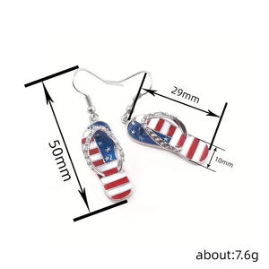 Orecchini a Forma di Infradito con Bandiera Americana, Placcati in Argento, in Lega di Zinco, Stile Casual Sportivo da Donna con Cristalli e Strass - Product Image 5