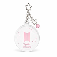 Porte-clés personnalisé en acrylique transparent avec logo rose et texte imprimé, fermoir étoile argentée, cadeau promotionnel, fournisseur OEM