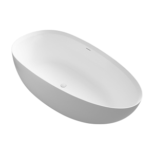อ่างอาบน้ำทรงรี Maydon ขนาด 1800 มม. ทำจากวัสดุ Solid Surface สำหรับโรงแรม อ่างอาบน้ำแบบตั้งพื้นพร้อมท่อน้ำทิ้งสีขาวด้านสำหรับผู้ใหญ่ - Product Image 4