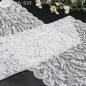 Sexy Lingerie Underwear 23cm Spandex Nylon Stretch Lace Bleached White Floral Lace Trim Fabric for Women <strong>Bra</strong> - Product Image 5