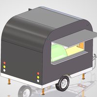 Remorque de camion-restaurant en aluminium sur mesure à 4 roues, type camping-car, avec cuisine complète, résistante à la rouille, alimentation intégrée et isolation.