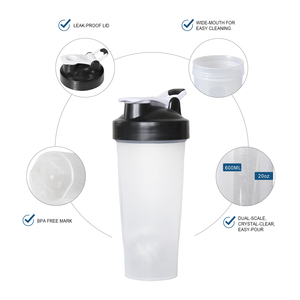 แก้วพลาสติกโปรตีน <span class=keywords><strong>Uplus</strong></span> ขนาด 600 มล. ปลอดสาร BPA พร้อมหลอดแบบพับได้ ใช้ซ้ำได้ สีขาว สำหรับออกกำลังกาย เล่นกีฬา และการตลาด - Product Image 2