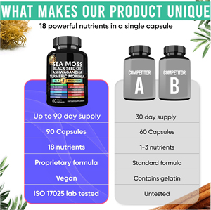 18 dalam 1 Suplemen Diet <span class=keywords><strong>Herbal</strong></span> Ekstrak Vitamin Jahe Kunyit <span class=keywords><strong>Moringa</strong></span> Ashwagandha Minyak Biji Hitam Rumput Laut 60 Kapsul - Product Image 3