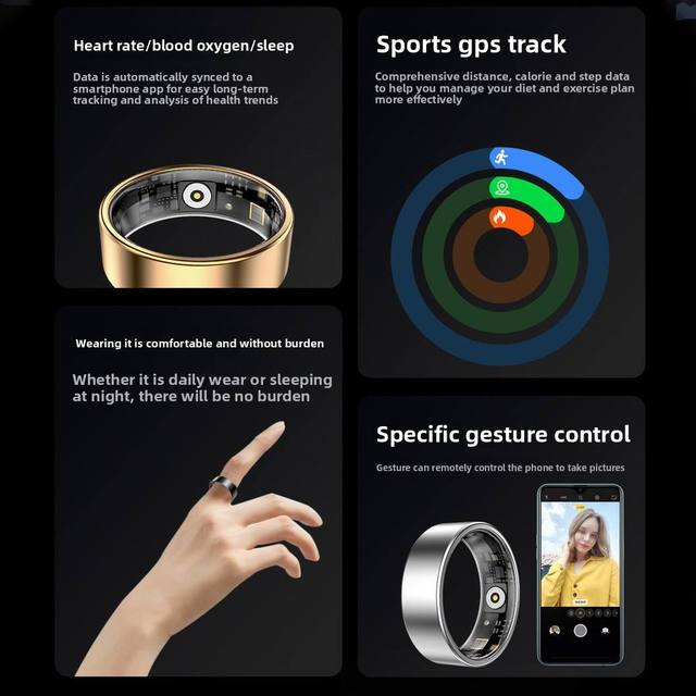 2026 New Unisex Stainless Steel Smart Ring Health Sports Monitoring Waterproof for Men and Women Stable Wireless Camera Control