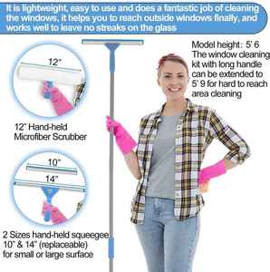 2 trong 1 cửa sổ công cụ làm sạch cửa kính sạch hơn dài xử lý giống cây chổi cho kính scraper gạt nước - Product Image 2