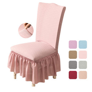 Housse de chaise à volants en dentelle jacquard tricotée de style européen Bindi pour chaises de plage d'hôtel Banquet de mariage-Lavable écologique - Product Image 1
