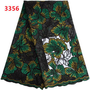 3356 tela de encaje Flocado de malla con bordado Floral africano tela de encaje francés de <span class=keywords><strong>alta</strong></span> calidad para coser vestido de noche elegante - Product Image 6