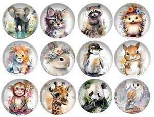 Aimants décoratifs en verre souple style Art Déco, motifs animaux peints à l'encre, avec autocollant magnétique pour réfrigérateur - Vente en gros - Product Image 2