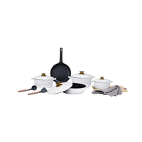 Batterie de cuisine Ucc-Life 11 pièces Nouveau design classique Fond à induction moulé sous pression Revêtement en granit antiadhésif Couvercle en aluminium Matériau métallique
