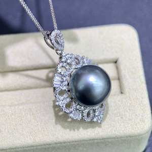 Nouvelle bague pendentif en argent pur S925 avec perle naturelle de 12-13 mm, face ronde impeccable sur chaîne en argent, accessoire de vêtement pour femme, cadeau - Product Image 3