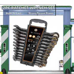 In-stock 12-piece Stainless Steel Fixed-head Ratchet <strong>Wrench</strong> <strong>Set</strong> 72 Teeth 350 NM Max Torque Includes Plastic Holder 8-19mm <strong>Wrench</strong> - Product Image 2