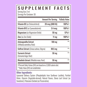 Extrait de Safran Liquide Oral <span class=keywords><strong>pour</strong></span> Adultes avec L-Théanine, Camomille, Vitamines C, B6, <span class=keywords><strong>B12</strong></span> et D3 – Gouttes <span class=keywords><strong>pour</strong></span> l'Immunité, l'Énergie et le Sommeil - Product Image 4