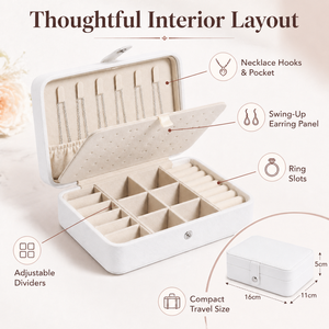 Boîte à bijoux portable double couche, motif carré simple, nouvelle collection, en cuir et velours, pour boucles <span class=keywords><strong>d</strong></span>'oreilles et bagues, 16x11x5cm, <span class=keywords><strong>fermeture</strong></span> à <span class=keywords><strong>boucle</strong></span> - Product Image 4