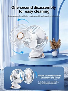 720 °   Ventilador con Clip Giratorio, Ventilador de Escritorio Mini Portátil Recargable por USB, Ventilador de Enfriamiento Silencioso de 5 Velocidades para Cochecito, Dormitorio, Exteriores - Product Image 5