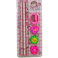 Lot de 7 articles de papeterie créative pour enfants, motif dessin animé, idéal pour l'école primaire, cadeau parfait, ensemble de crayons et fournitures scolaires