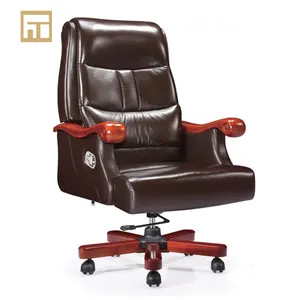 2121 neuer CEO Boss Stuhl Drehstuhl ergonomischer Holz leder Executive Arm Bürostuhl Anji Tianjin