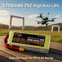 Batterie au lithium haute performance TCB 5200mAh 75C 2S-8S 7.4V 11.1V 14.8V 18.5V 22.2V 25.9V 29.6V pour avion RC, drone, voiture RC, bateau