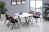 Bureau d'ordinateur en alliage d'aluminium avec roulettes, mobilier de bureau, table mobile, table rotative, table de formation, table pliante