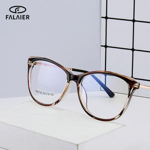 Monturas de Gafas Falaier Cat Eye TR90 con Protección Anti Luz Azul, Montura Completa, Diseño Carey, Gafas de Moda para Mujer TR7140 - Product Image 1