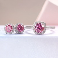 Ensemble exclusif bague et boucles d'oreilles en moissanite 1 carat pour femme et homme ; Bijoux rose à taille facetée les plus vendus avec évaluation nationale