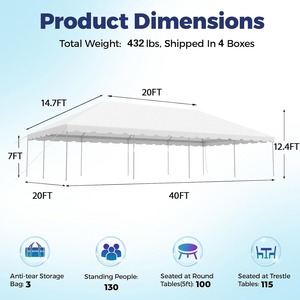 Lều đám cưới ngoài trời màu trắng với hai lớp cho các sự kiện mùa hè cho các bữa tiệc và quảng cáo - Product Image 2