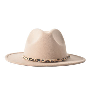 Gran oferta, Sombrero Unisex personalizado, sombrero de fieltro Fedora Panamá con leopardo, banda de PU, decoración para adultos para viajes al aire libre de invierno - Product Image 2