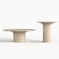 KUMUSI FURNITURE table basse table ronde en travertin blanc table basse extérieure en travertin