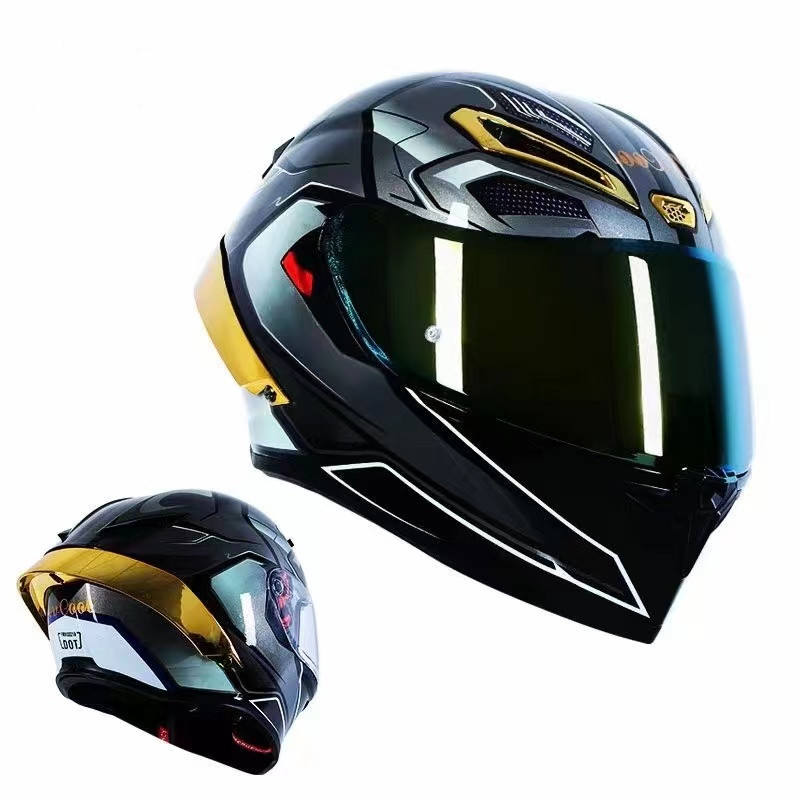 Casco de cara completa certificado DOT antiniebla doble lente ABS