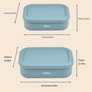 Custom 700Ml 1300Ml Eco Friendly Bpa Free Grade <b>Compartment</b> Food Storage Container Snack Lunchbox Silicone Bento <b>Lunch</b> <b>Box</b> - Product Image 2