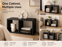 Armoire de rangement moderne en acier au carbone à 2 compartiments avec étagères ouvertes, organisateur compact et peu encombrant pour salon et chambre à coucher