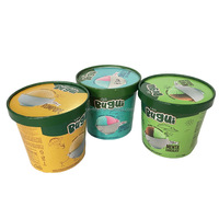 Maßgefertigte Einwandige Lebensmittelechte Papier-Eisbecher Hochwertig Umweltfreundlich Biologisch Abbaubar mit Flachdeckel Großhandel