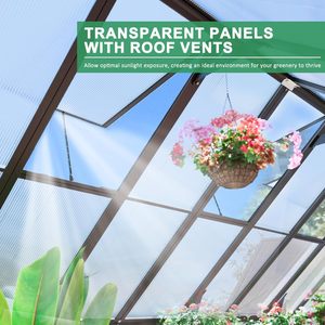 Serre de jardin 20x10x10 <span class=keywords><strong>pieds</strong></span>, grande serre extérieure robuste avec structure en aluminium renforcé et panneaux en polycarbonate, accessible à l'intérieur - Product Image 5