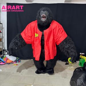 Costume de gorille réaliste en peluche gonflable d'activité de thème de carnaval de <span class=keywords><strong>cirque</strong></span> en rouge pour le défilé - Product Image 3