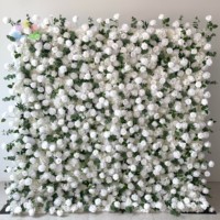 Autre Décoration Florale et Végétale, Panneau de Fleurs pour Mariage, Décoration 5D Enroulable 8*8ft, Base en Tissu Grille, Rose Artificielle en Soie Blanc Ivoire