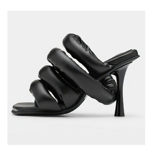 2024 carré bout ouvert fabricant été défilé de mode grande taille respirant femmes croix sangle Wrap <span class=keywords><strong>Mules</strong></span> talons hauts sandales - Product Image 4