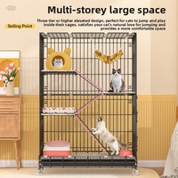 Villa pour chat surélevée multi-niveaux pliable et respirante en fer, enclos d'élevage intérieur facile à ranger