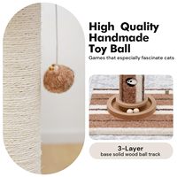 Griffoir pour chat en sisal avec base stable anti-basculement et trou pour souris interactif et jouets, tour griffoir en bois pour chats d'intérieur