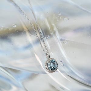 Collier de perles d'amour en pierre précieuse bleu océan Paraiba, chaîne de clavicule rétro en diamant à haute teneur en carbone, pendentifs fins, charmes de luxe - Product Image 3