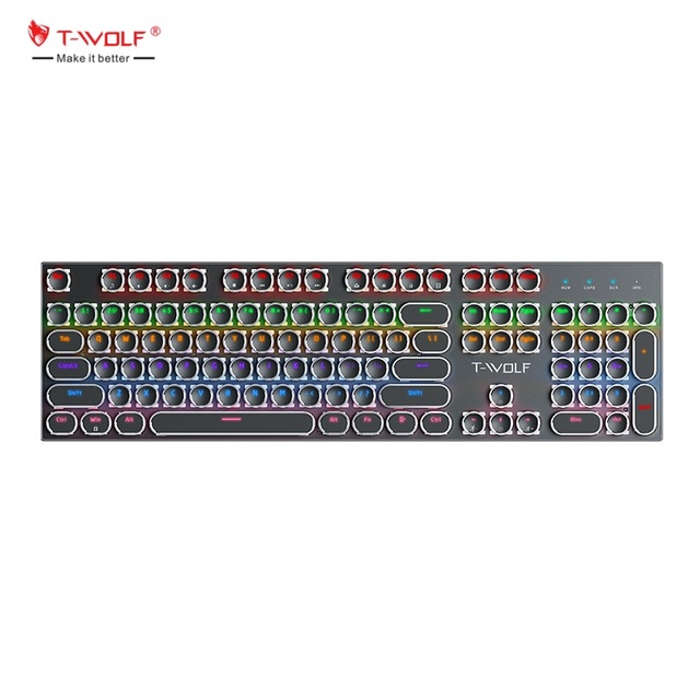 Retro Punk Style T75 Wired Mechanical Keyboard Rainbow Light Keyboard E-Sports Gaming Keyboard for PC Laptop Games Desktop Use