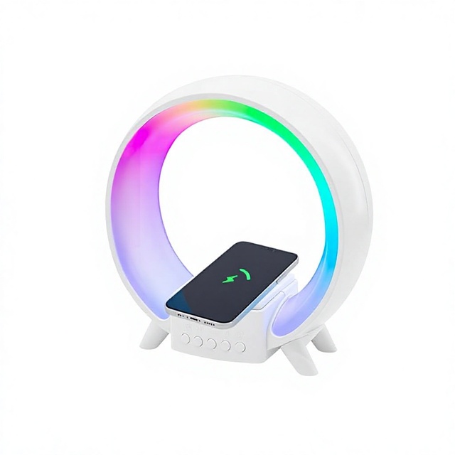 For Rainbow Music Lamp Bedside Lamp for Speaker Wireless Charger Colorful Ambient Light Desk Lamp Smart Night Light