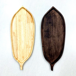 Assiettes de service en bois en forme de feuille, design minimaliste fait main, couleur unie, pour les occasions festives - Product Image 6
