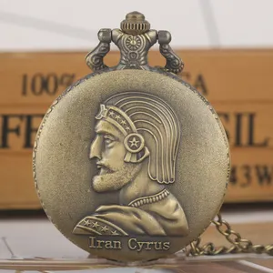 Desain perhiasan antik Souvenir kalung jam Iran King Cyrus jam saku kustom dengan rantai