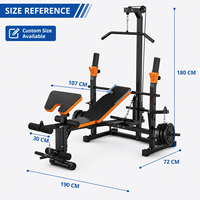 Support de musculation multifonctionnel pour haltères et barres, avec fonction de développé couché, barre de traction haute et rack à squats, pour usage domestique